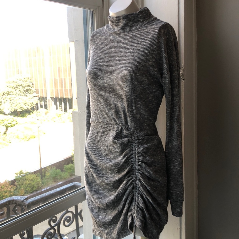 Ribbed rouched sweater dress